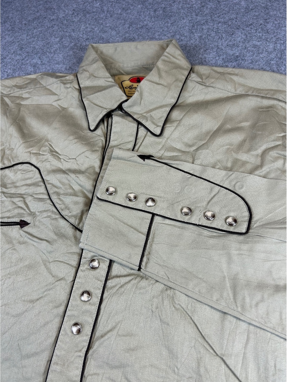 Larry Mahan Men M Western Pearl Snap Shirt Smile Pocket Embroidered Arrow Retro
